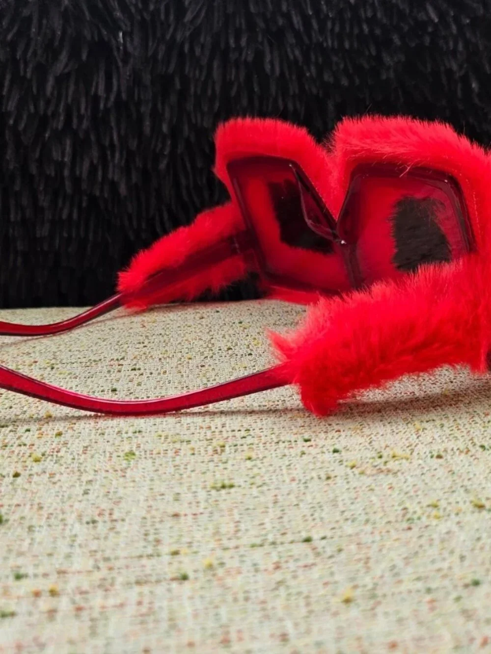 Women Sunglasses Red Big Face Square Plush Eyewear Stylish Unique Sunglasses